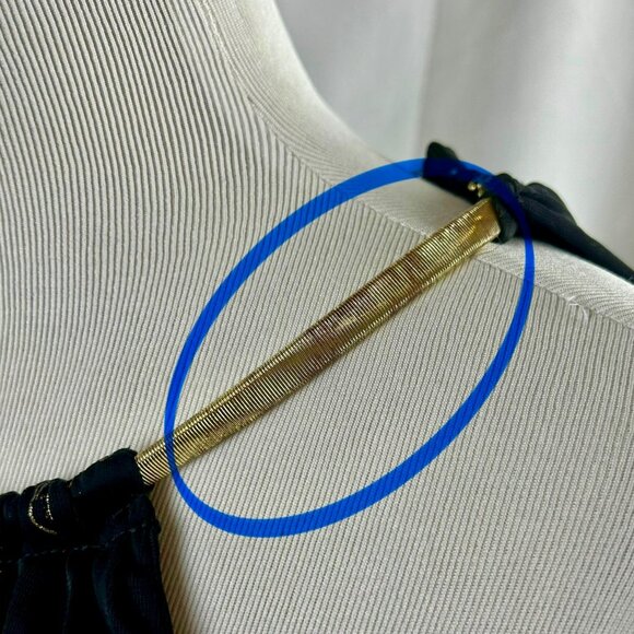 MSK Pleated Gold Print Maxi Dress Women 16 Black Metallic Floral Event Wedding - Picture 12 of 15